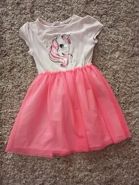 H&M Unicorn Graphic Pink Tulle Skirt Kids Dress